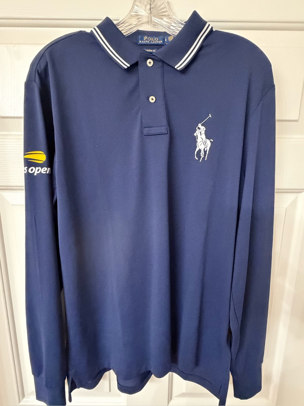 Men’s Navy Big Pony Polo Ralph Lauren US Open Long Sleeve Tennis Shirt Sz Large